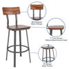 Flint Series Rustic Walnut Restaurant Barstool with Wood Seat & Back and Gray Powder Coat Frame XU-DG-60582B-GG