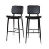 Kenzie Commercial Grade Mid-Back Barstools - Black LeatherSoft Upholstery - Black Iron Frame with Integrated Footrest - Set of 2 AY-S01-BK-GG