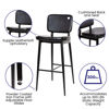 Kenzie Commercial Grade Mid-Back Barstools - Black LeatherSoft Upholstery - Black Iron Frame with Integrated Footrest - Set of 2 AY-S01-BK-GG