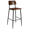 Industrial Barstool with Gunmetal Steel Frame and Rustic Wood Seat XU-DG-60725B-GG