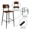 Industrial Barstool with Gunmetal Steel Frame and Rustic Wood Seat XU-DG-60725B-GG