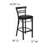 HERCULES Series Black Two-Slat Ladder Back Metal Restaurant Barstool - Black Vinyl Seat XU-DG6R9BLAD-BAR-BLKV-GG