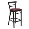 HERCULES Series Black Two-Slat Ladder Back Metal Restaurant Barstool - Burgundy Vinyl Seat XU-DG6R9BLAD-BAR-BURV-GG