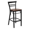 HERCULES Series Black Two-Slat Ladder Back Metal Restaurant Barstool - Cherry Wood Seat XU-DG6R9BLAD-BAR-CHYW-GG