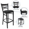 HERCULES Series Black ''X'' Back Metal Restaurant Barstool - Black Vinyl Seat XU-6F8BXBK-BAR-BLKV-GG