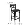 HERCULES Series Black ''X'' Back Metal Restaurant Barstool - Black Vinyl Seat XU-6F8BXBK-BAR-BLKV-GG