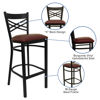 HERCULES Series Black ''X'' Back Metal Restaurant Barstool - Burgundy Vinyl Seat XU-6F8BXBK-BAR-BURV-GG