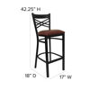 HERCULES Series Black ''X'' Back Metal Restaurant Barstool - Burgundy Vinyl Seat XU-6F8BXBK-BAR-BURV-GG