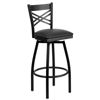 HERCULES Series Black ''X'' Back Swivel Metal Barstool - Black Vinyl Seat XU-6F8B-XSWVL-BLKV-GG