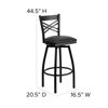 HERCULES Series Black ''X'' Back Swivel Metal Barstool - Black Vinyl Seat XU-6F8B-XSWVL-BLKV-GG