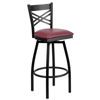 HERCULES Series Black ''X'' Back Swivel Metal Barstool - Burgundy Vinyl Seat XU-6F8B-XSWVL-BURV-GG