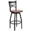 HERCULES Series Black ''X'' Back Swivel Metal Barstool - Cherry Wood Seat XU-6F8B-XSWVL-CHYW-GG