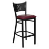 HERCULES Series Black Coffee Back Metal Restaurant Barstool - Burgundy Vinyl Seat XU-DG-60114-COF-BAR-BURV-GG