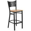 HERCULES Series Black Coffee Back Metal Restaurant Barstool - Natural Wood Seat XU-DG-60114-COF-BAR-NATW-GG
