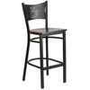 HERCULES Series Black Coffee Back Metal Restaurant Barstool - Walnut Wood Seat XU-DG-60114-COF-BAR-WALW-GG
