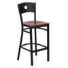 HERCULES Series Black Circle Back Metal Restaurant Barstool - Cherry Wood Seat XU-DG-60120-CIR-BAR-CHYW-GG