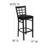 HERCULES Series Black Window Back Metal Restaurant Barstool - Black Vinyl Seat XU-DG6R7BWIN-BAR-BLKV-GG