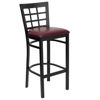 HERCULES Series Black Window Back Metal Restaurant Barstool - Burgundy Vinyl Seat XU-DG6R7BWIN-BAR-BURV-GG