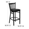 HERCULES Series Black Vertical Back Metal Restaurant Barstool - Black Vinyl Seat XU-DG-6R6B-VRT-BAR-BLKV-GG