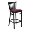 HERCULES Series Black Vertical Back Metal Restaurant Barstool - Burgundy Vinyl Seat XU-DG-6R6B-VRT-BAR-BURV-GG