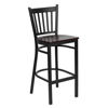 HERCULES Series Black Vertical Back Metal Restaurant Barstool - Mahogany Wood Seat XU-DG-6R6B-VRT-BAR-MAHW-GG