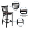 HERCULES Series Black Vertical Back Metal Restaurant Barstool - Mahogany Wood Seat XU-DG-6R6B-VRT-BAR-MAHW-GG
