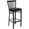 HERCULES Series Black School House Back Metal Restaurant Barstool - Black Vinyl Seat XU-DG6R8BSCH-BAR-BLKV-GG