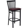 HERCULES Series Black School House Back Metal Restaurant Barstool - Burgundy Vinyl Seat XU-DG6R8BSCH-BAR-BURV-GG