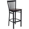 HERCULES Series Black School House Back Metal Restaurant Barstool - Mahogany Wood Seat XU-DG6R8BSCH-BAR-MAHW-GG