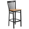 HERCULES Series Black School House Back Metal Restaurant Barstool - Natural Wood Seat XU-DG6R8BSCH-BAR-NATW-GG
