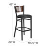 HERCULES Series Black Slat Back Metal Restaurant Barstool - Walnut Wood Back, Black Vinyl Seat XU-DG-6H1B-WAL-BAR-BLKV-GG