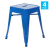 18" Table Height Stool, Stackable Backless Metal Indoor Dining Stool, Commercial Grade Restaurant Stool in Royal Blue - Set of 4 ET-BT3503-18-BL-GG