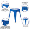 18" Table Height Stool, Stackable Backless Metal Indoor Dining Stool, Commercial Grade Restaurant Stool in Royal Blue - Set of 4 ET-BT3503-18-BL-GG