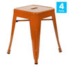18" Table Height Stool, Stackable Backless Metal Indoor Dining Stool, Commercial Grade Restaurant Stool in Orange - Set of 4 ET-BT3503-18-ORG-GG