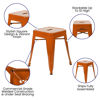 18" Table Height Stool, Stackable Backless Metal Indoor Dining Stool, Commercial Grade Restaurant Stool in Orange - Set of 4 ET-BT3503-18-ORG-GG