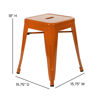18" Table Height Stool, Stackable Backless Metal Indoor Dining Stool, Commercial Grade Restaurant Stool in Orange - Set of 4 ET-BT3503-18-ORG-GG