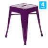 18" Table Height Stool, Stackable Backless Metal Indoor Dining Stool, Commercial Grade Restaurant Stool in Purple - Set of 4 ET-BT3503-18-PR-GG