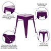 18" Table Height Stool, Stackable Backless Metal Indoor Dining Stool, Commercial Grade Restaurant Stool in Purple - Set of 4 ET-BT3503-18-PR-GG