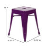 18" Table Height Stool, Stackable Backless Metal Indoor Dining Stool, Commercial Grade Restaurant Stool in Purple - Set of 4 ET-BT3503-18-PR-GG