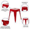 18" Table Height Stool, Stackable Backless Metal Indoor Dining Stool, Commercial Grade Restaurant Stool in Red - Set of 4 ET-BT3503-18-RED-GG