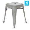 18" Table Height Stool, Stackable Backless Metal Indoor Dining Stool, Commercial Grade Restaurant Stool in Silver - Set of 4 ET-BT3503-18-SIL-GG