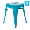 18" Table Height Stool, Stackable Backless Metal Indoor Dining Stool, Commercial Grade Restaurant Stool in Teal - Set of 4 ET-BT3503-18-TL-GG