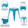 18" Table Height Stool, Stackable Backless Metal Indoor Dining Stool, Commercial Grade Restaurant Stool in Teal - Set of 4 ET-BT3503-18-TL-GG
