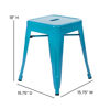 18" Table Height Stool, Stackable Backless Metal Indoor Dining Stool, Commercial Grade Restaurant Stool in Teal - Set of 4 ET-BT3503-18-TL-GG