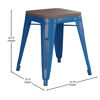 18" Backless Table Height Stool with Wooden Seat, Stackable Royal Blue Metal Indoor Dining Stool, Commercial Grade - Set of 4 ET-BT3503-18-BL-WD-GG