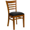 HERCULES Series Ladder Back Cherry Wood Restaurant Chair - Black Vinyl Seat XU-DGW0005LAD-CHY-BLKV-GG