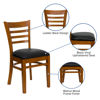 HERCULES Series Ladder Back Cherry Wood Restaurant Chair - Black Vinyl Seat XU-DGW0005LAD-CHY-BLKV-GG