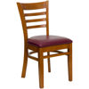 HERCULES Series Ladder Back Cherry Wood Restaurant Chair - Burgundy Vinyl Seat XU-DGW0005LAD-CHY-BURV-GG