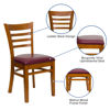 HERCULES Series Ladder Back Cherry Wood Restaurant Chair - Burgundy Vinyl Seat XU-DGW0005LAD-CHY-BURV-GG
