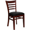 HERCULES Series Ladder Back Mahogany Wood Restaurant Chair - Black Vinyl Seat XU-DGW0005LAD-MAH-BLKV-GG
